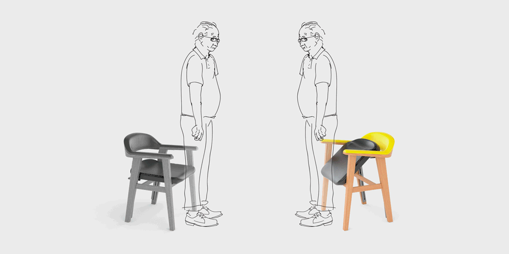 Krzesło+75 — Swobodne wstawanie i siadanie osób starszych.